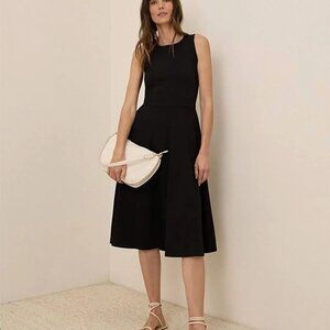 PACT Organic Cotton Fit & Flare Keyhole Back Dress, Black M